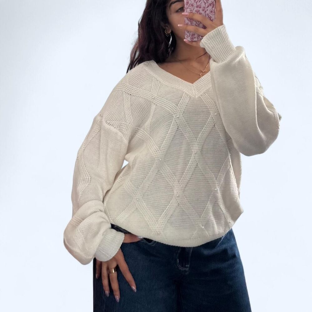 A-new-day Women's Cream and White Jumper